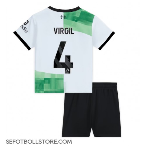 Liverpool Virgil van Dijk #4 Replika babykläder Bortaställ Barn 2023-24 Kortärmad (+ korta byxor)